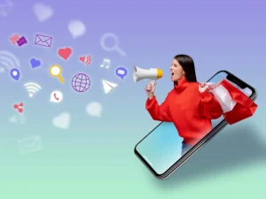 Concepto de marketing de redes sociales para el marketing con aplicaciones